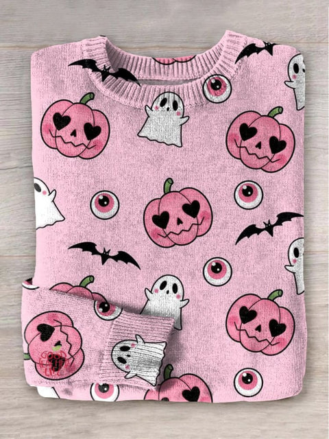 Halloween Pattern Art Print Knit Pullover Sweater