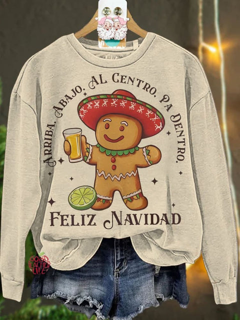 Christmas Arriba Abajo Al Centro Pa Dentro Gingerbread Casual  Sweatshirt