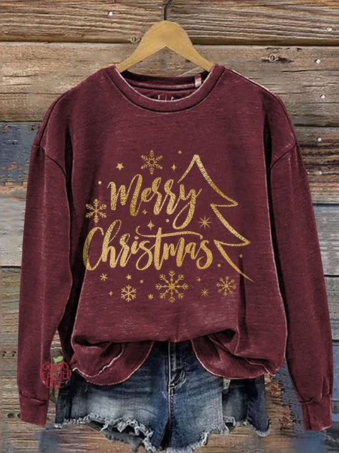 Merry Christmas Casual Print Sweatshirt