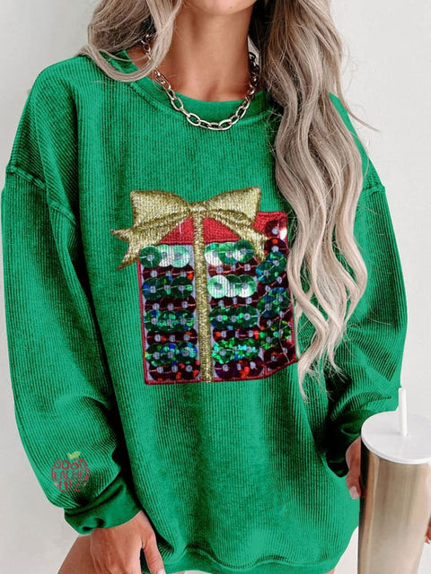 Women's Glitter Christmas Casual Print Shirt