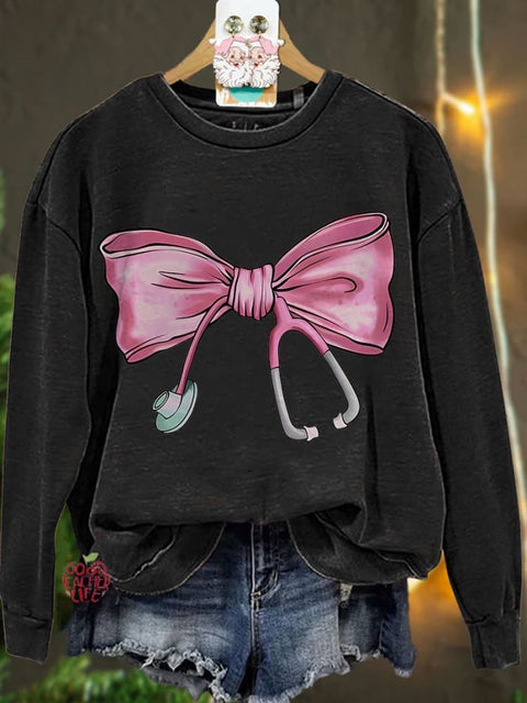 Coquette Nurse Stethoscope Bow Casual Sweatshirt