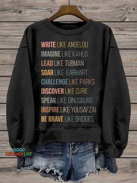History Month Feminist Casual Print Sweatshirt