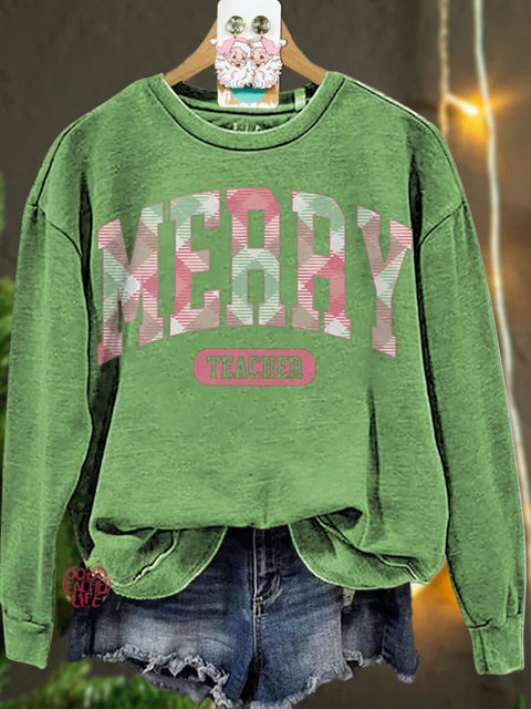 Christmas Merry Teacher Casual  Sweatshirt