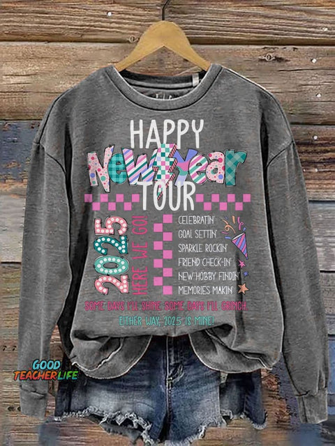 Happy New Year Tour 2025 Casual Print Sweatshirt