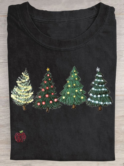 Christmas Tree Light Print T-shirt