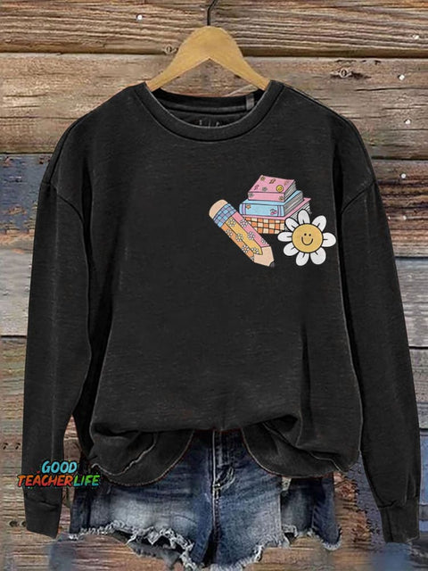 Teacher Retro Trendy Disco Teach Gift Casual  Sweatshirt