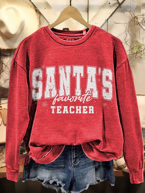 Santa's Favorite Teacher Christmas Casual Sweatshirt