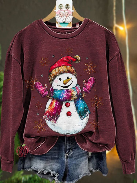 Colorful Scarves Snowman Teacher Casual Sweatshirt