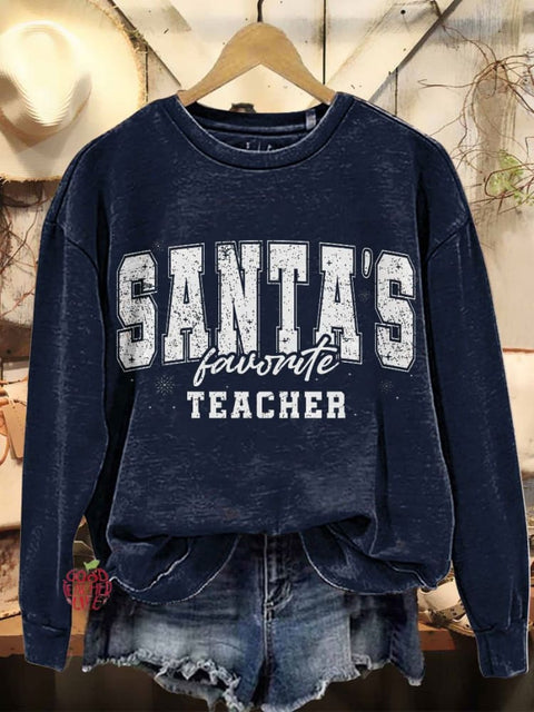 Santa's Favorite Teacher Christmas Casual Sweatshirt