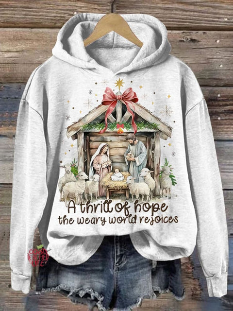 Christmas A Thrill Of Hope Baby Jesus Women's  Print Casual Sweatshirt