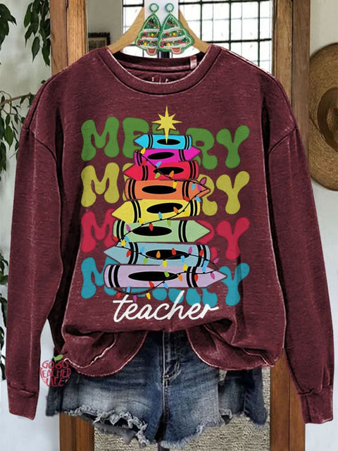 Merry Teacher Christmas Casual Sweatshirt