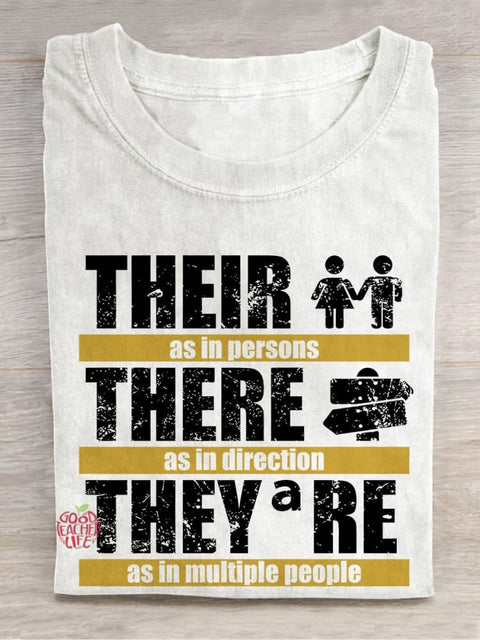 Their There They're Grammar Casual Print T-shirt