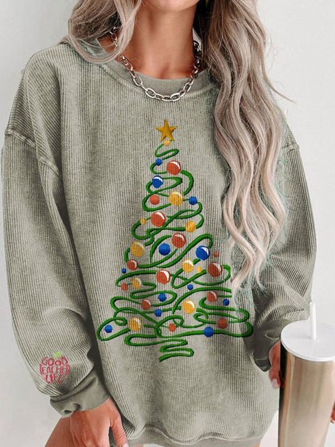 Women's Colorful Christmas Tree Merry Christmas Casual Print Sweatshirt