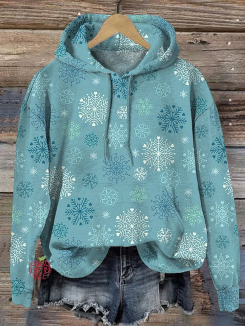 Winter Season Snowflake Pattern Printed Casual Sweatshirt