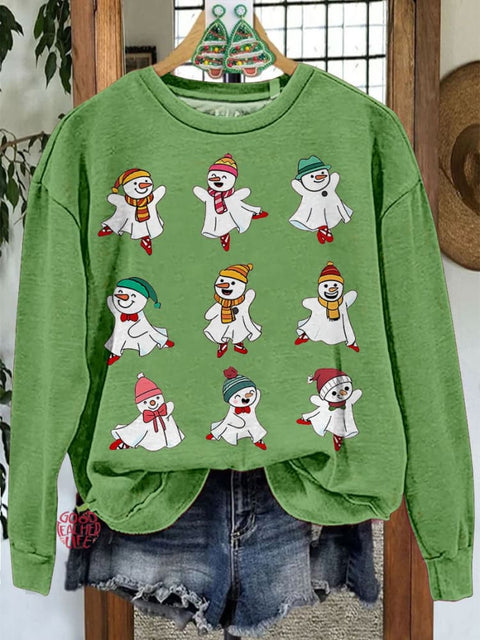 Ballet Snowman Christmas Casual Sweatshirt