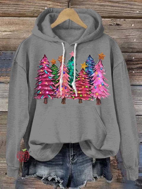 Lovely Christmas Tree Art Print Casual Hoodie Sweatshirt