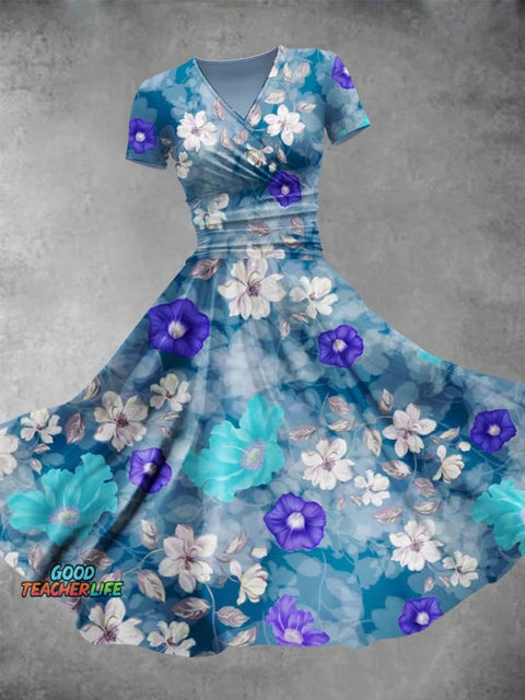 Women's Floral Flowers Art Print Design Maxi Dress