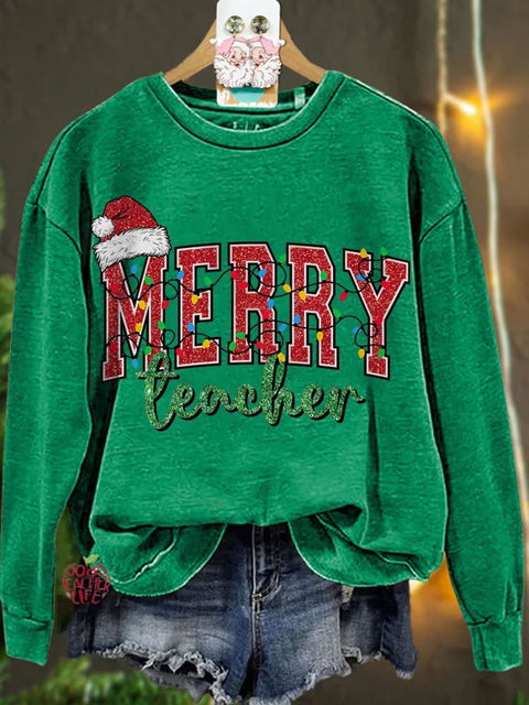 Merry Teacher Christmas Casual Sweatshirt