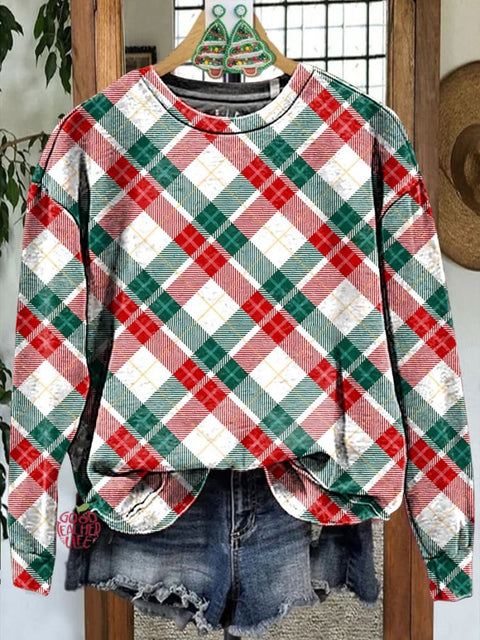 Merry Christmas Red and green plaid Casual  Sweatshirt