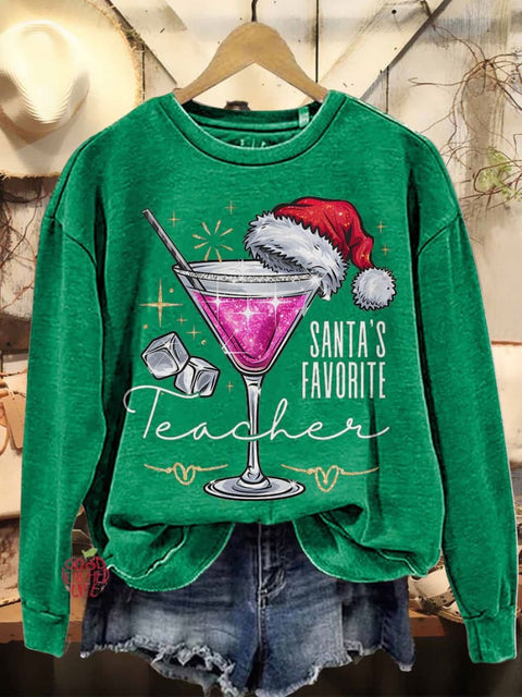 Santa's Favorite Teacher Ugly Christmas Casual Sweatshirt