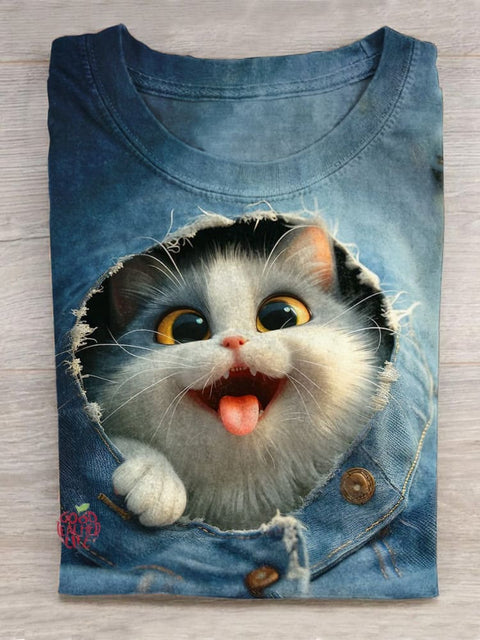 Funny Cat  Art Print Casual T-Shirt