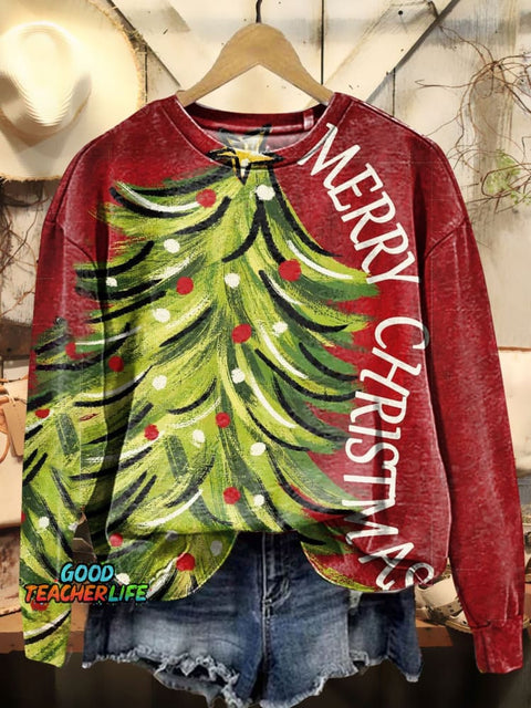 Christmas Tree Art Print Casual Sweatshirt