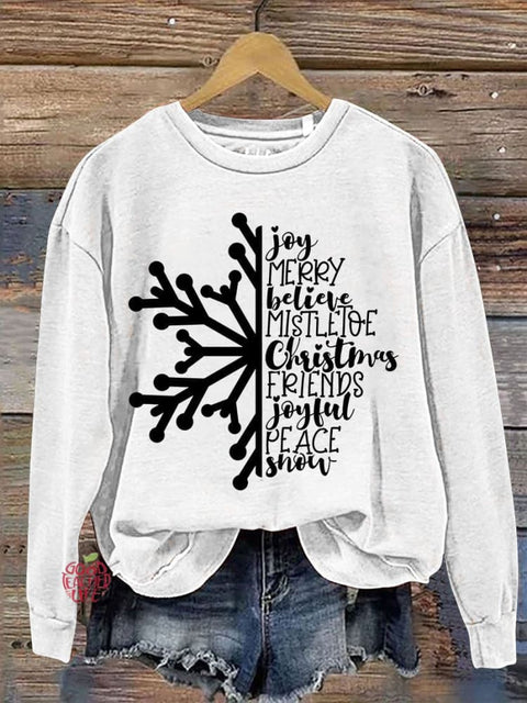 Christmas Snowflake Casual Print Sweatshirt