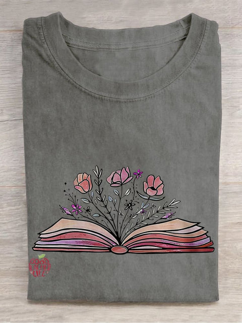 Laura Book Lovers Reading Books Casual Print T-shirt