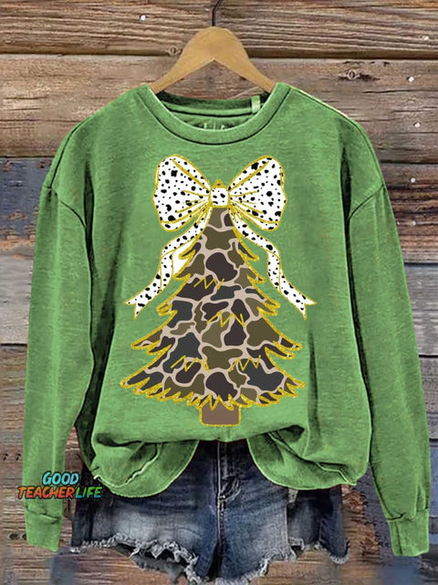 Christmas Tree Bow Casual Sweatshirt