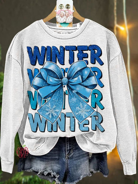 Christmas Coquette Winter bow winter season Casual  Sweatshirt