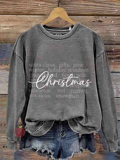 Christmas Words Casual Print Sweatshirt