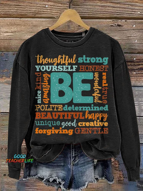 Teacher Positive Thinking Casual Print Sweatshirt