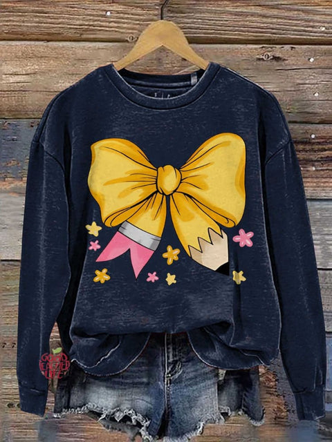 Teacher Pencil Bow Casual  Sweatshirt