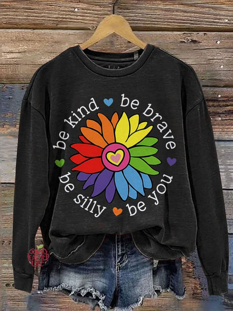 Be Kind Be Brave Be Silly Be You Teacher Casual Print Sweatshirt