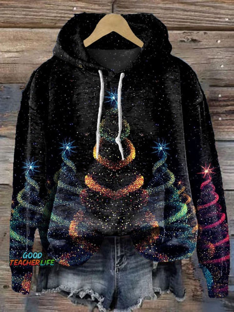 Glitter Christmas Art Print Casual Hoodie Sweatshirt