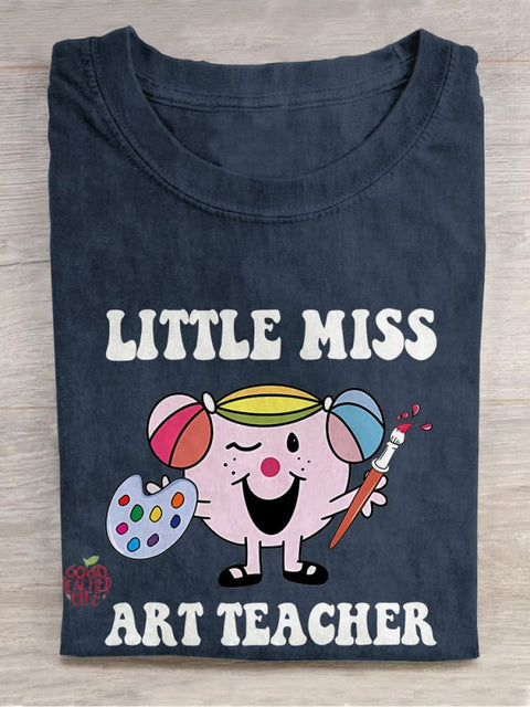 Little Miss Art Teacher Casual Print T-shirt