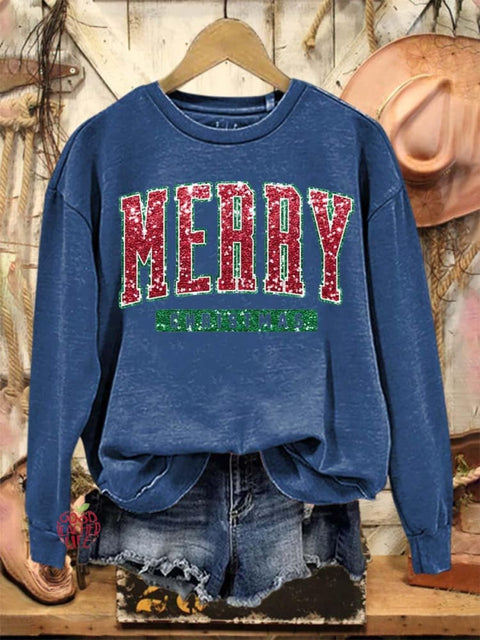 Merry Christmas Art Print Casual Sweatshirt