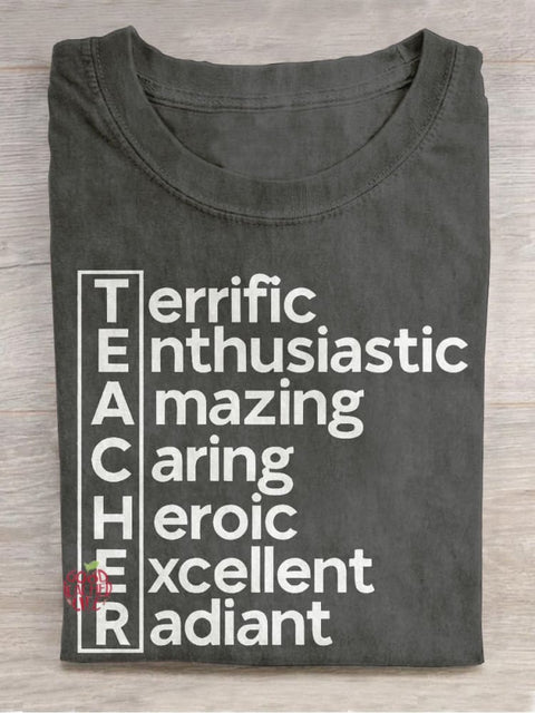 Teacher Casual Print T-shirt