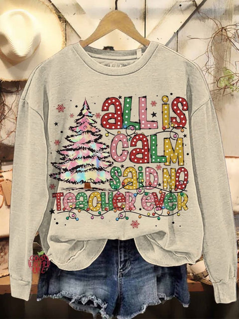 Teacher Coquette Christmas Iridescent Christmas Tree Casual Sweatshirt