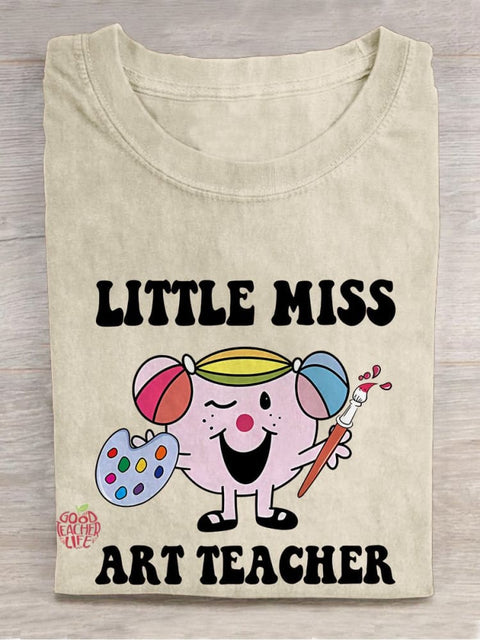 Little Miss Art Teacher Casual Print T-shirt