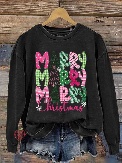 Merry Christmas Casual Print Sweatshirt