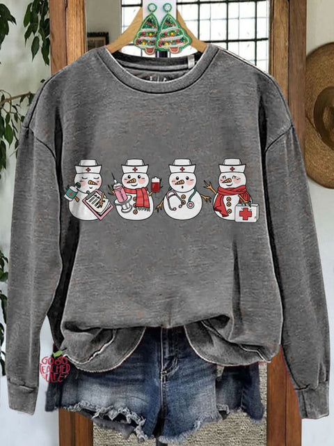 Christmas Nurse Snowman Casual Sweatshirt