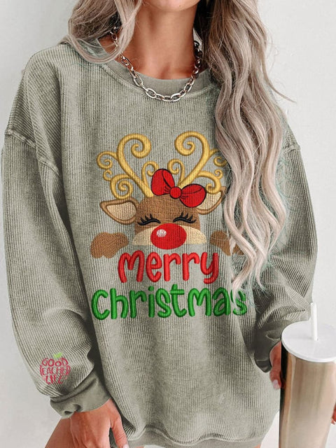 Women's Christmas Reindeer Merry Christmas Casual Print Sweatshirt