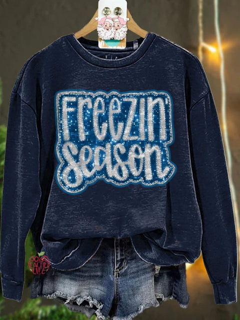 Christmas Freezin Season Winter Casual  Sweatshirt