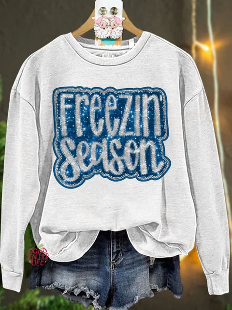 Christmas Freezin Season Winter Casual  Sweatshirt