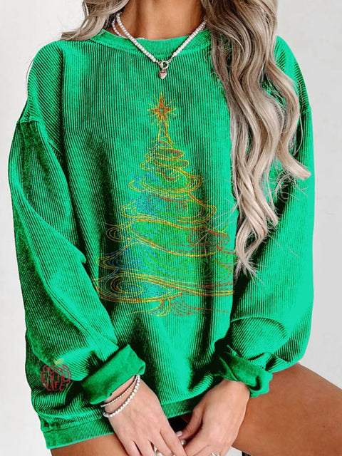 Women's Christmas Tree Casual Print Sweatshirt