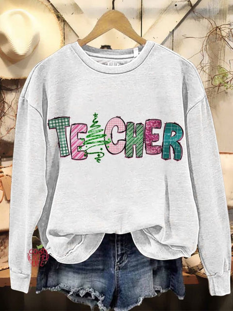 Santa's Favorite Teacher Christmas Casual Sweatshirt