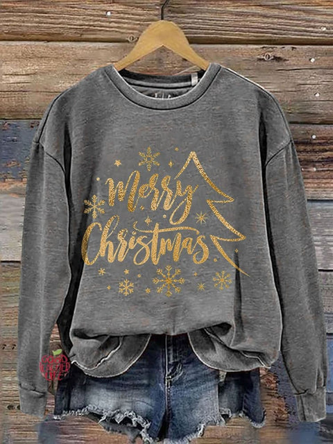 Merry Christmas Casual Print Sweatshirt