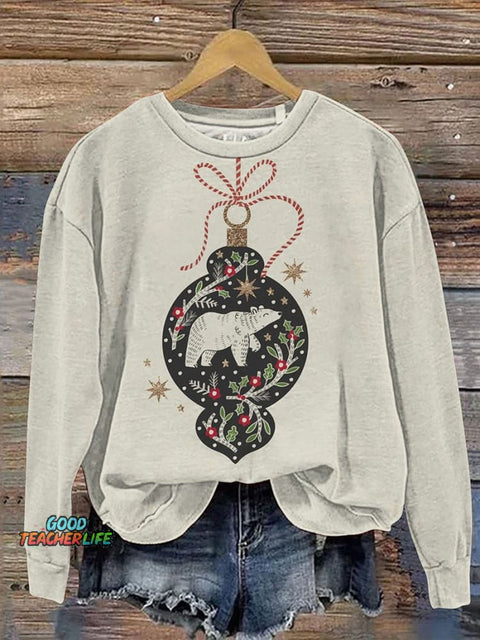 Christmas Polar Bear Decoration Pattern Casual Sweatshirt