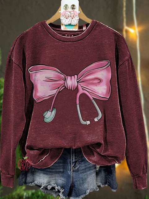 Coquette Nurse Stethoscope Bow Casual Sweatshirt